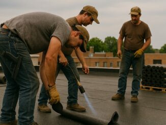 práce na střeše v devadesátkách