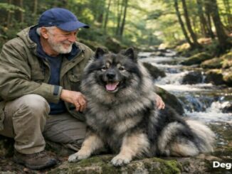 starý muž se plem u potoka