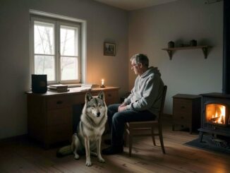 Muž v pokoji, bez elektrické energie